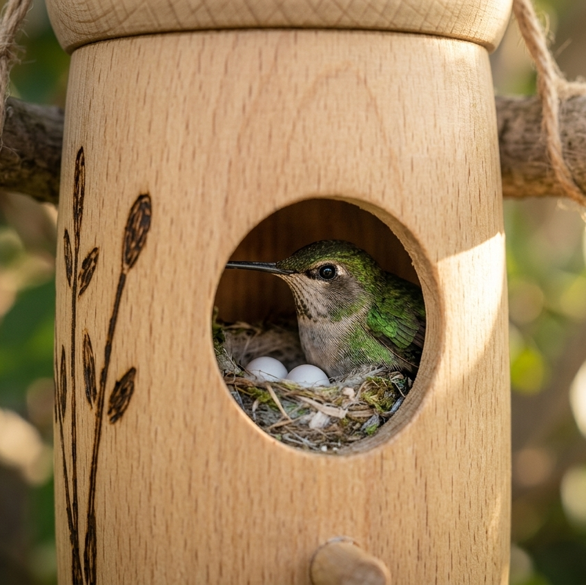Wooden Acorn Birdhouse Ornament for Garden Decor