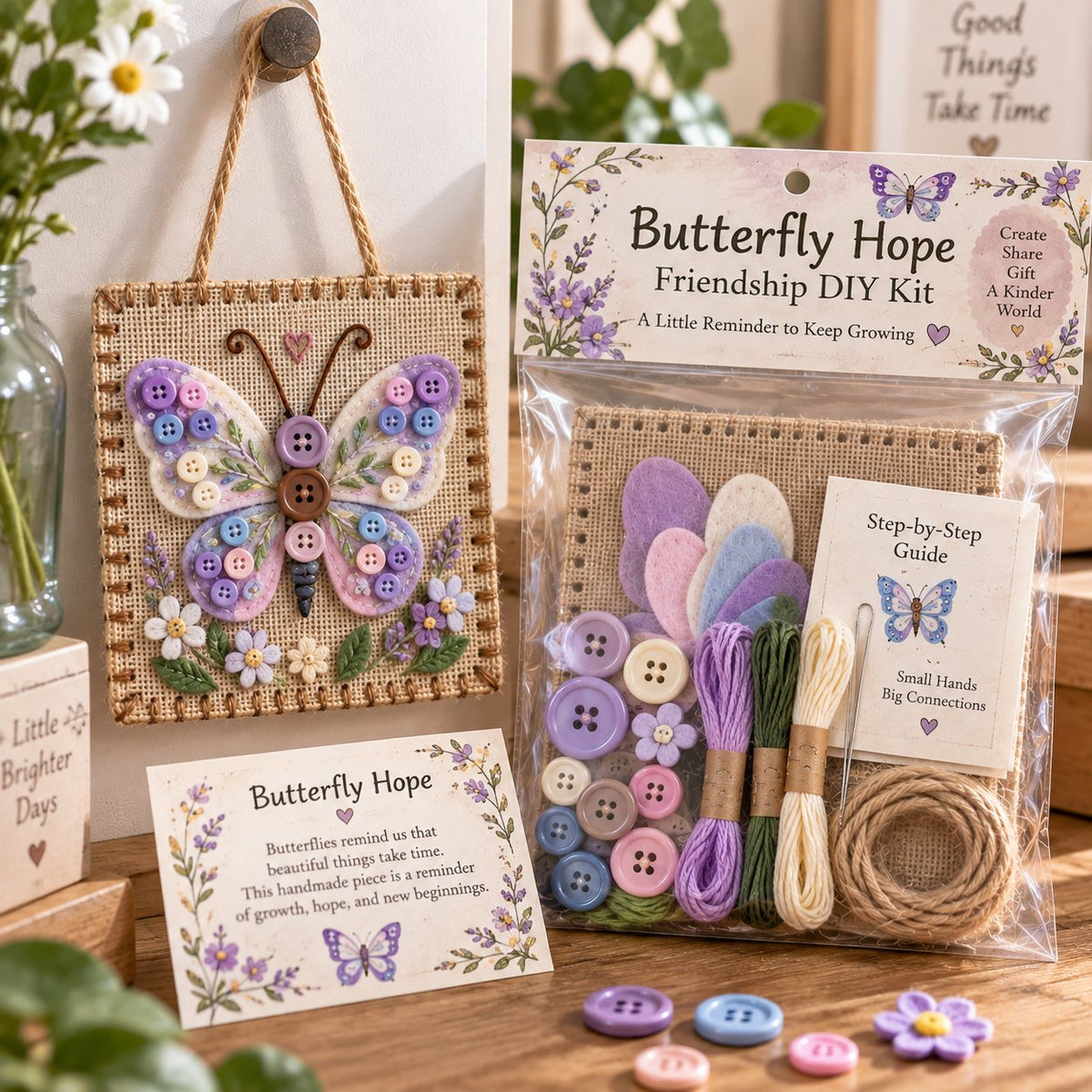 DIY Felt Sewing Craft Kit with Buttons & Meaning Card