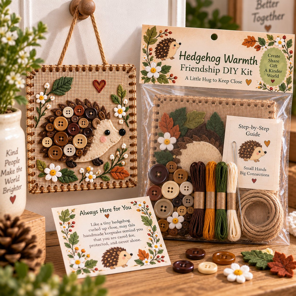 DIY Felt Sewing Craft Kit with Buttons & Meaning Card