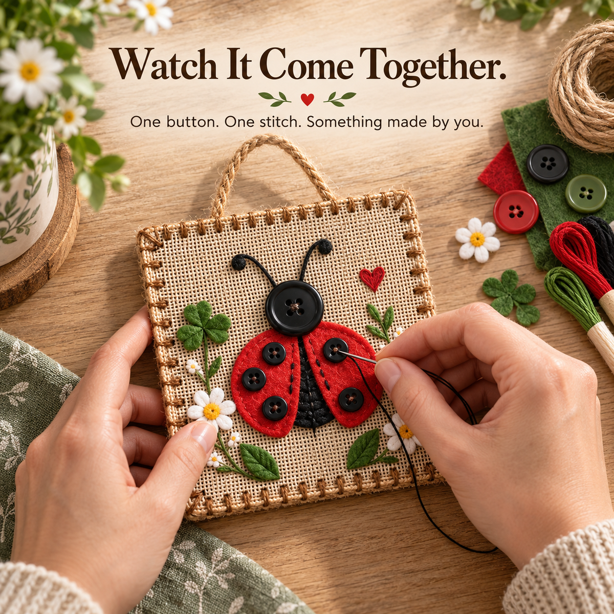 DIY Felt Sewing Craft Kit with Buttons & Meaning Card
