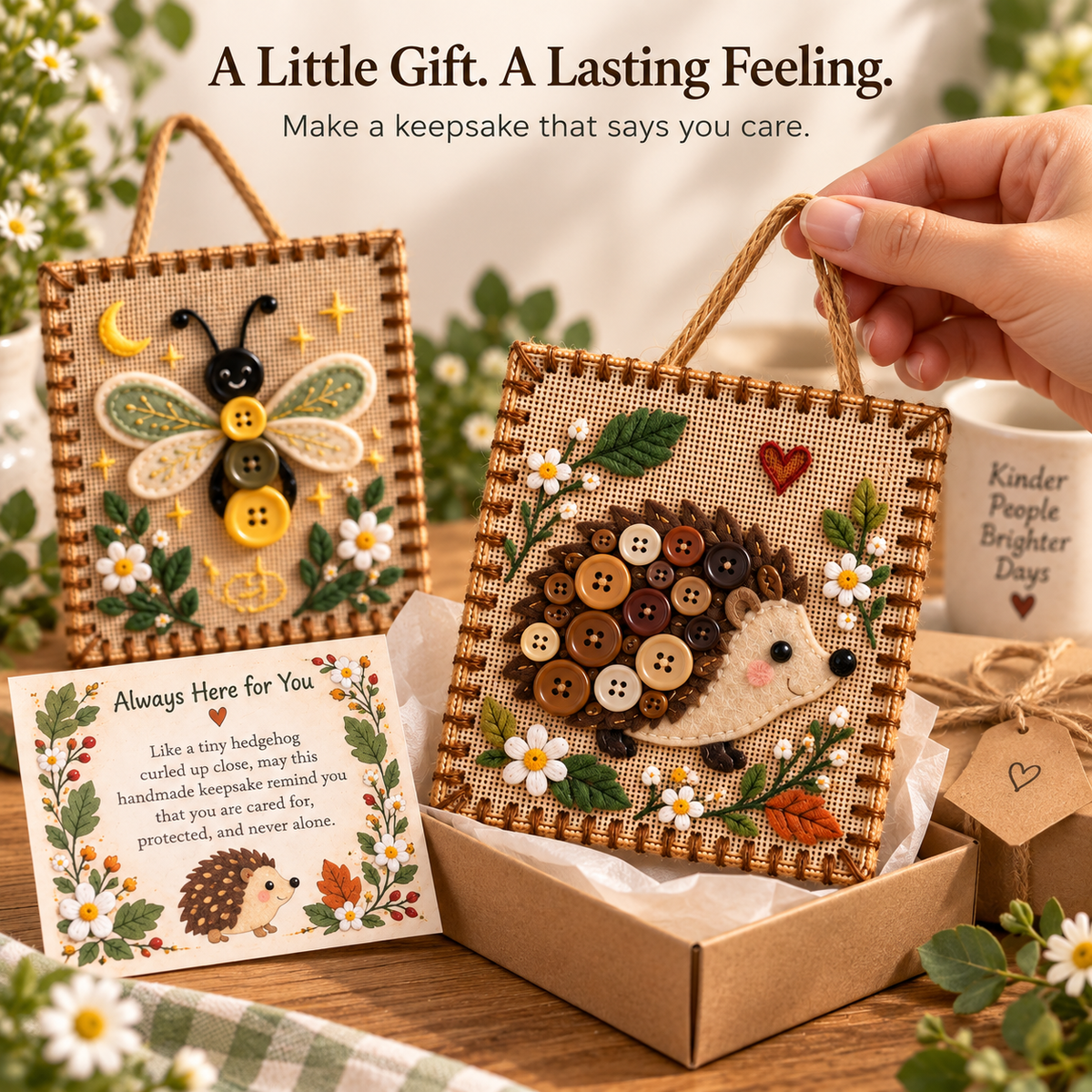 DIY Felt Sewing Craft Kit with Buttons & Meaning Card