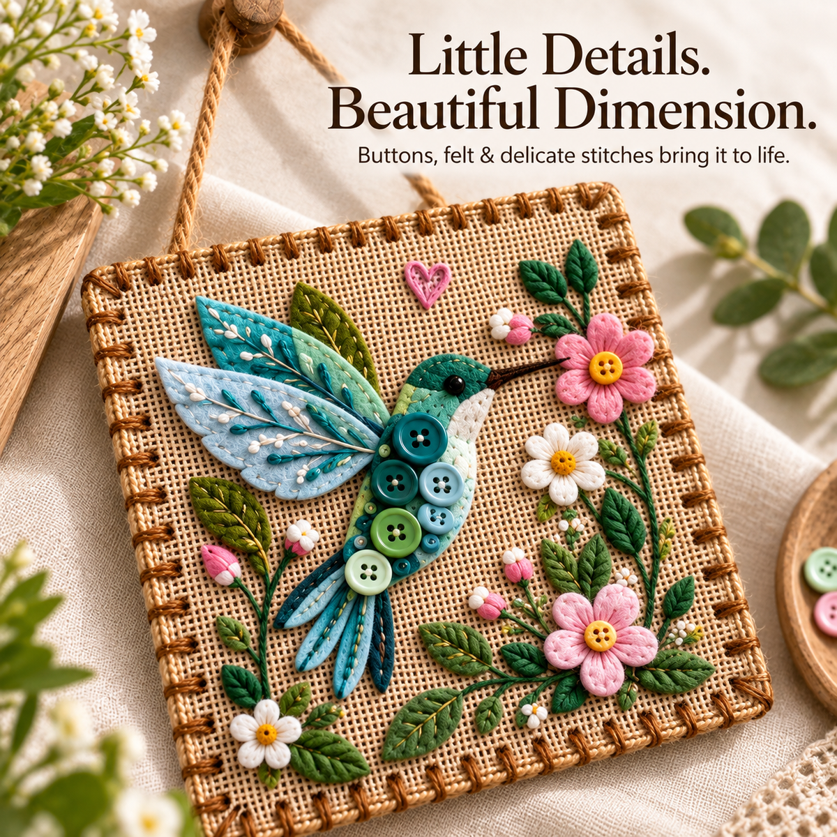 DIY Felt Sewing Craft Kit with Buttons & Meaning Card