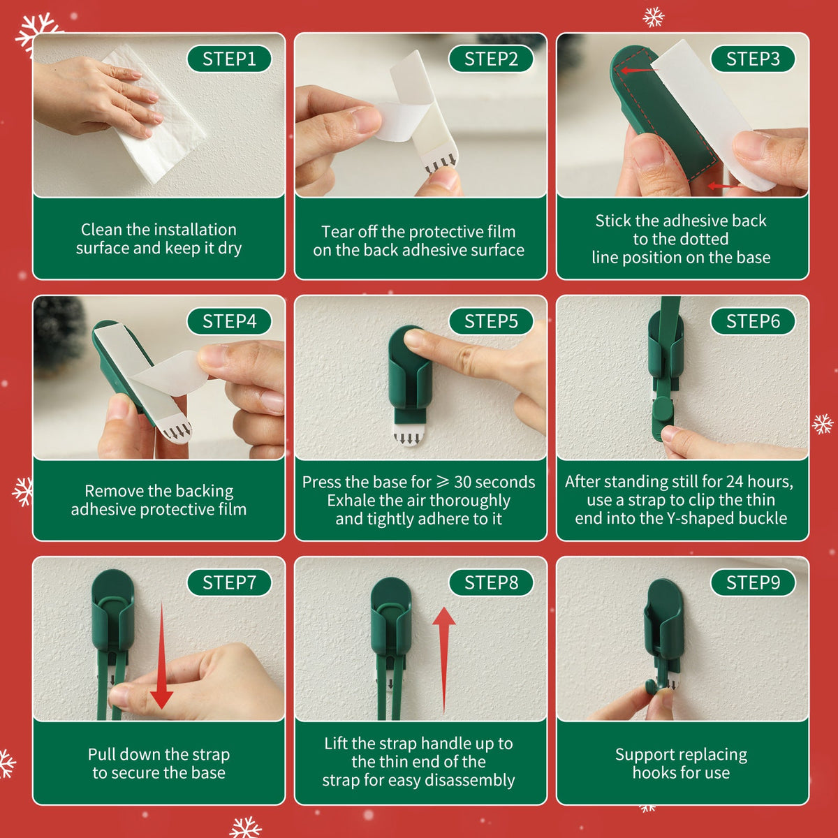 6-Pack Silicone Christmas Garland Hangers with Hooks