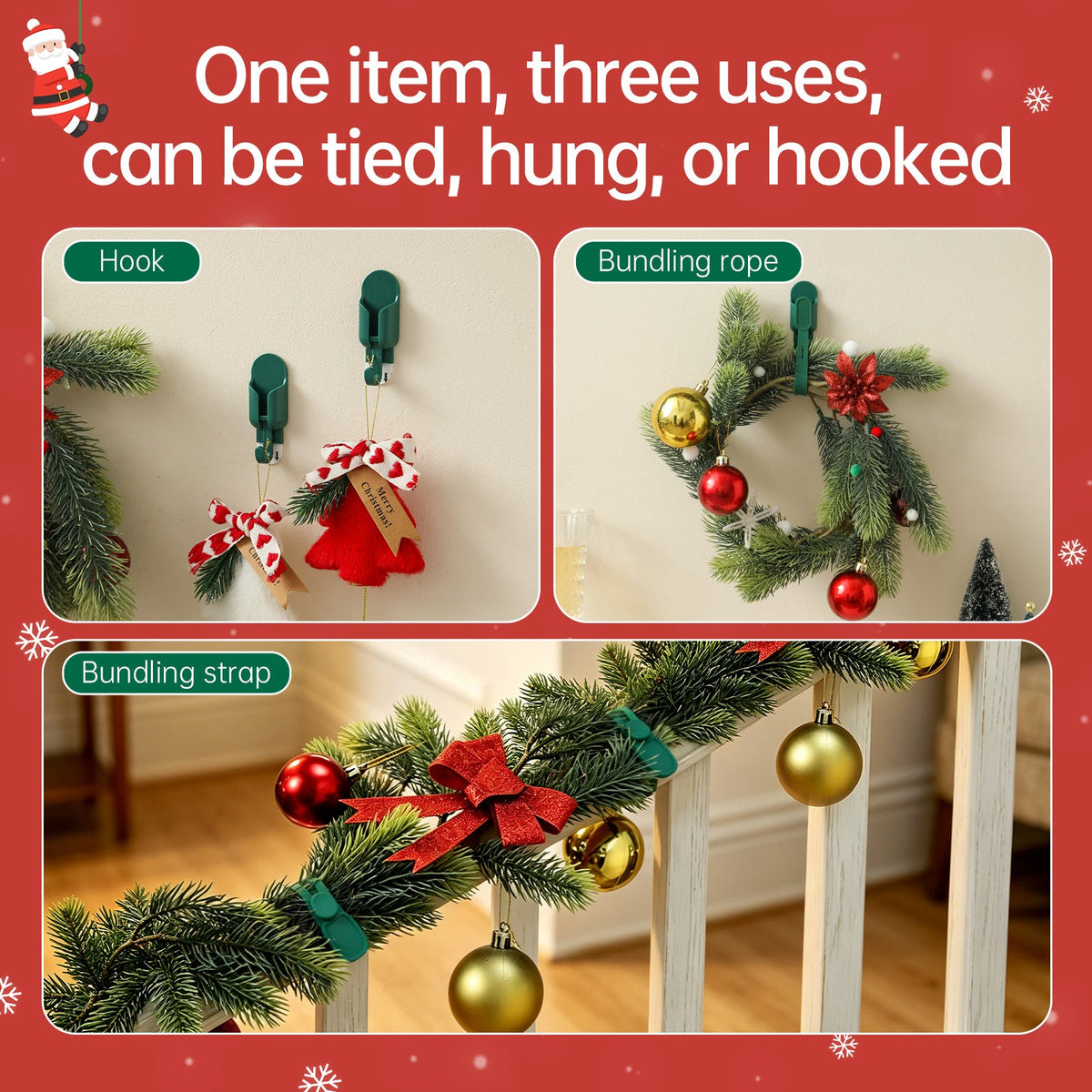6-Pack Silicone Christmas Garland Hangers with Hooks