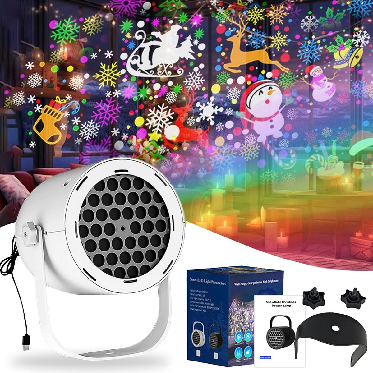 USB Christmas Light Projector for Indoor Holiday Decorations