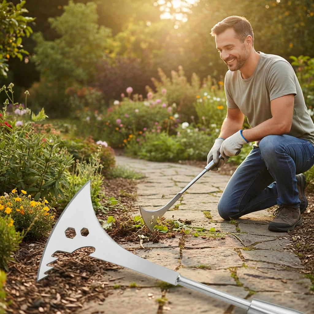Stainless Steel Gap Weeding Tool – L-Shaped Hand Weeder for Clearing Grass Between Pavers, Yard Cracks, Terraces and Garden Paths