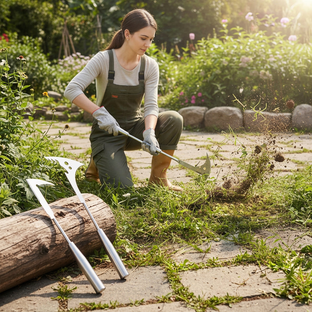 Stainless Steel Gap Weeding Tool – L-Shaped Hand Weeder for Clearing Grass Between Pavers, Yard Cracks, Terraces and Garden Paths