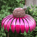 Metal Sunflower Bird Feeder with Garden Stake, Pink Flower Design