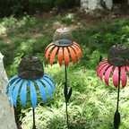 Metal Sunflower Bird Feeder with Garden Stake, Pink Flower Design