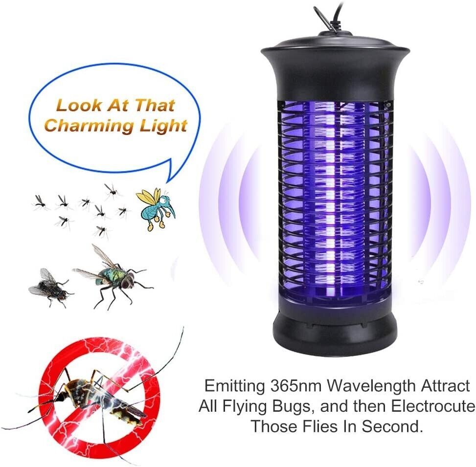 Electric bug zapper with 365nm UV light designed to attract mosquitoes, flies, and other flying insects