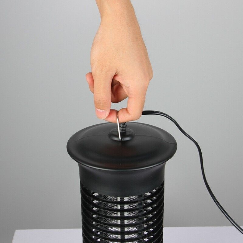 Electric UV bug zapper with top hanging loop for indoor and outdoor use