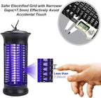 Electric bug zapper with protective outer grid and narrow gaps under 0.29 in to help reduce accidental contact