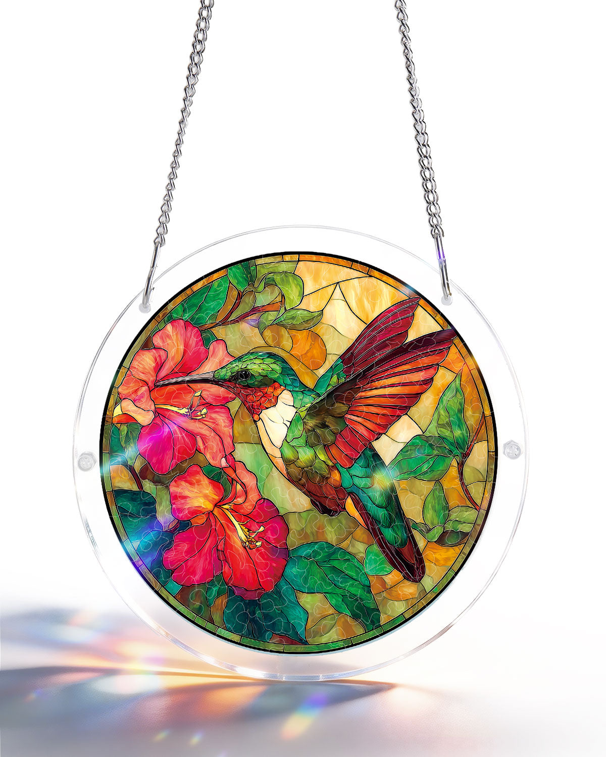 Acrylic Jigsaw Puzzle Suncatcher Emerald Flame Hummingbird