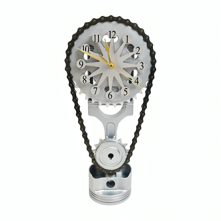 Rotating Gear Clock with Moving Gears, USB Powered Mechanical Tabletop Clock