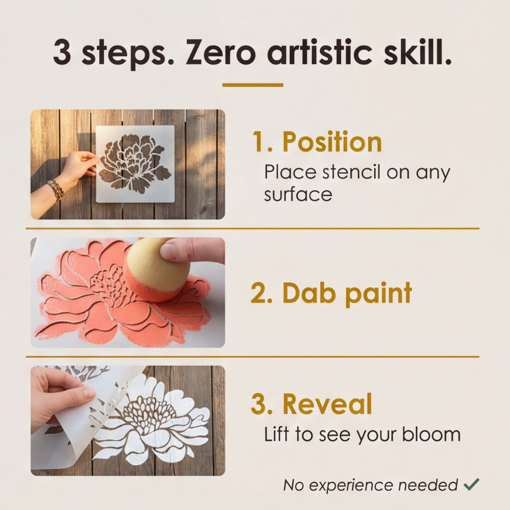 6-Piece Flower Stencil Set, Reusable Floral Templates for Garden Painting