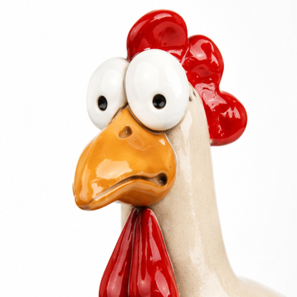 Hand Painted Resin Garden Hen Decor with Dangling Legs, Outdoor Chicken Statue