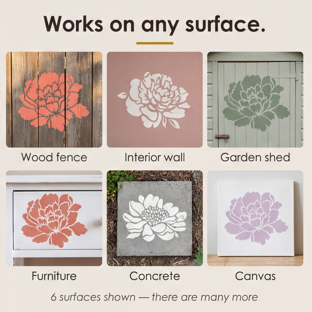 6-Piece Flower Stencil Set, Reusable Floral Templates for Garden Painting