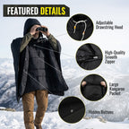 3-in-1 Wearable Hooded Poncho Blanket – Lightweight Camping Blanket with Pocket