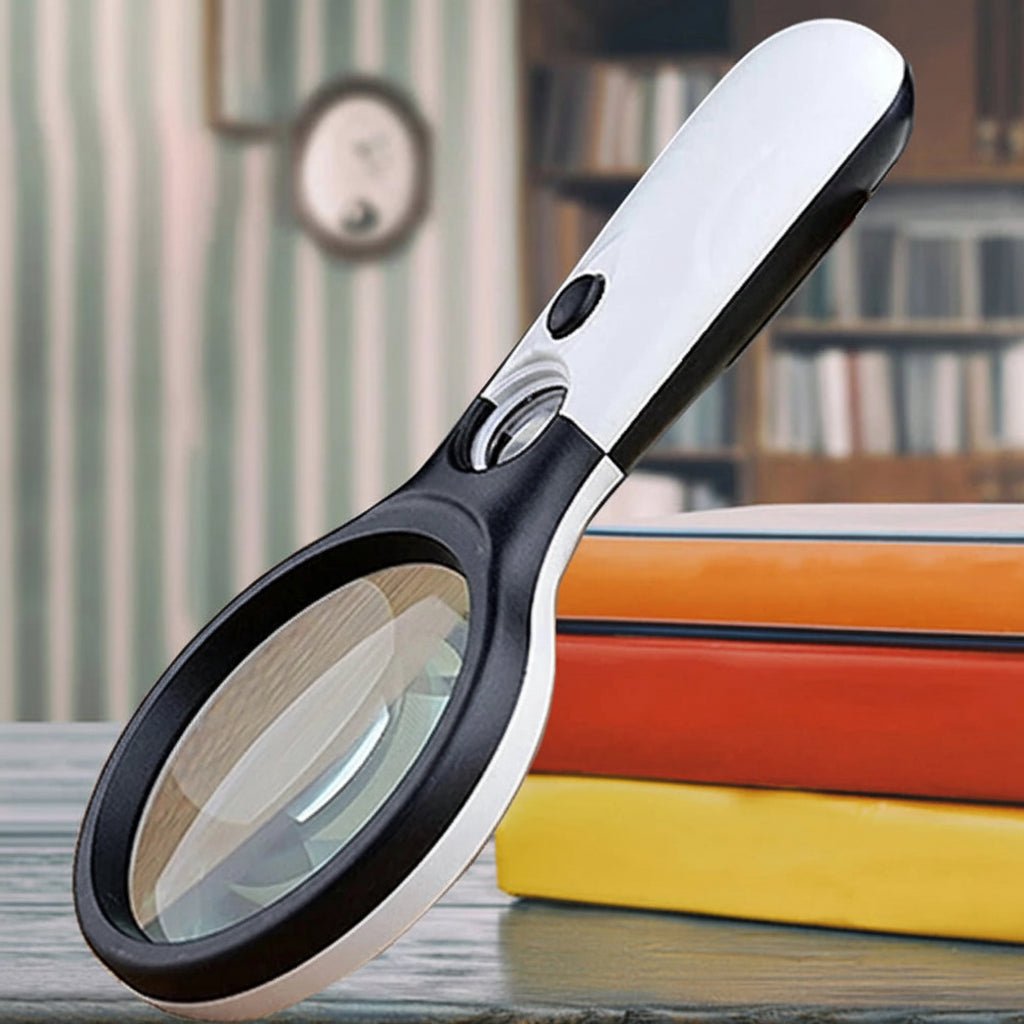 45x handheld magnifying glass with LED light designed for precise reading and detailed inspection