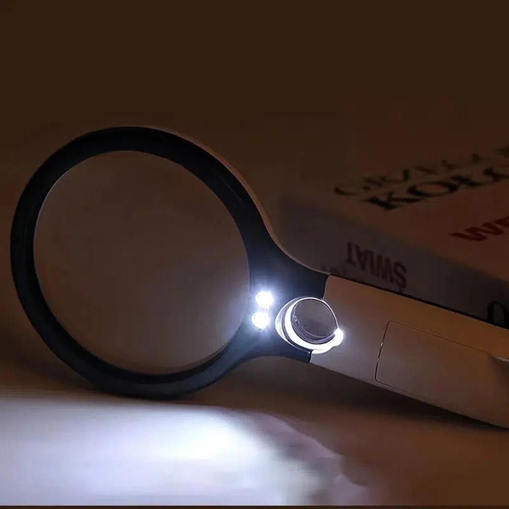 45x handheld magnifying glass with LED light designed for precise reading and detailed inspection