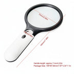 45x handheld magnifying glass with LED light designed for precise reading and detailed inspection
