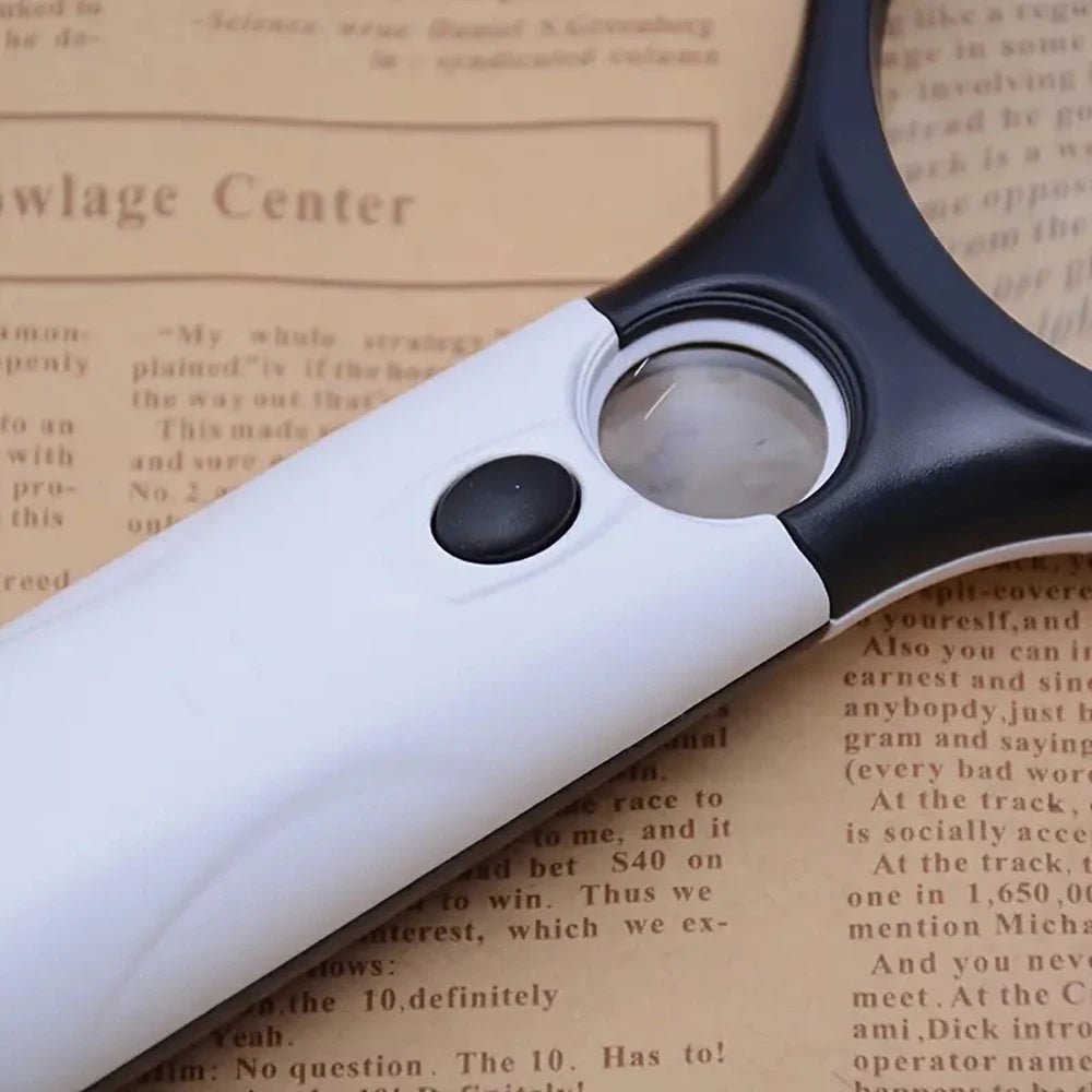 45x handheld magnifying glass with LED light designed for precise reading and detailed inspection