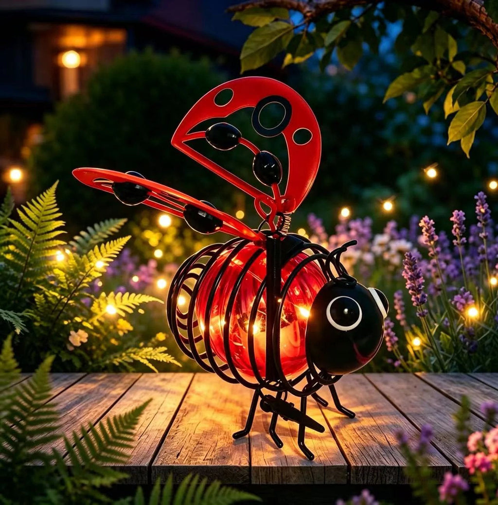 Solar Hanging Bee Light with Warm Amber Glow for Garden Decor