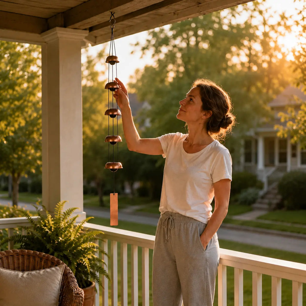 Five Bell Brass Wind Chime for Outdoor Porch and Garden Decor