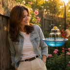 Solar Hanging Bird Bath Fountain with Two-Tier Water Cascade