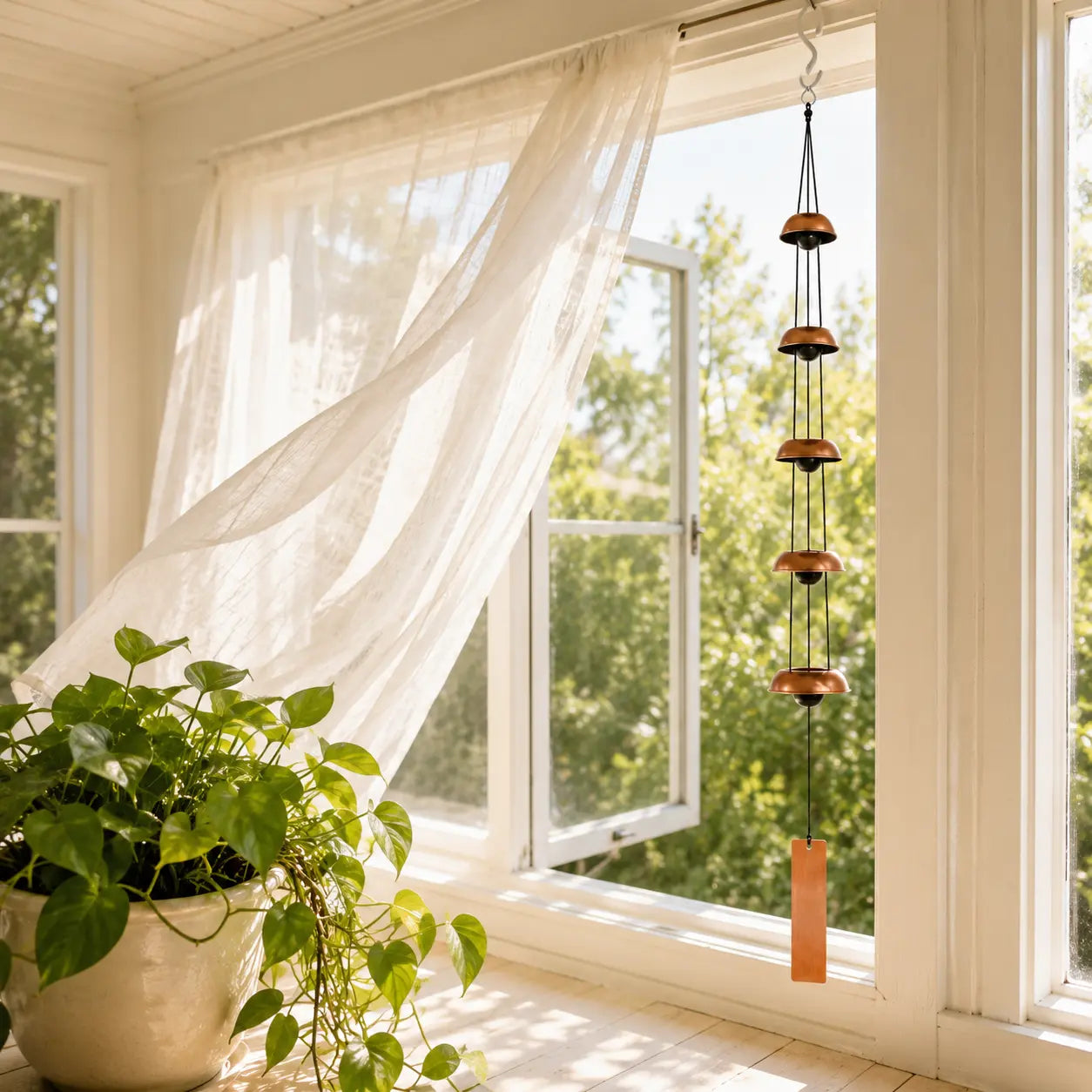 Five Bell Brass Wind Chime for Outdoor Porch and Garden Decor
