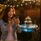 Solar Hanging Bird Bath Fountain with Two-Tier Water Cascade