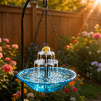Solar Hanging Bird Bath Fountain with Two-Tier Water Cascade