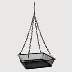 Black Hanging Platform Bird Feeder with Mesh Tray for Outdoor Birds