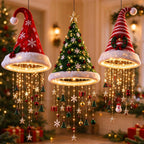 Lighted Santa Hat Hanging Ornament – Warm LED Christmas Chandelier Pendant with Glowing Tassel Detail for Whimsical Holiday Home Decor