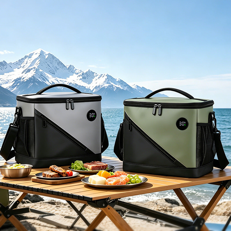 Insulated Cooler Tote with Digital Temperature Display & Shoulder Strap