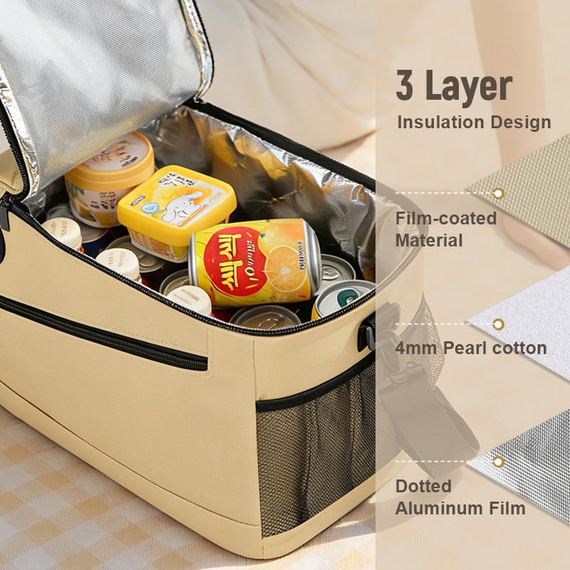 Insulated Lunch Cooler with Digital Temperature Display & Multiple Compartments