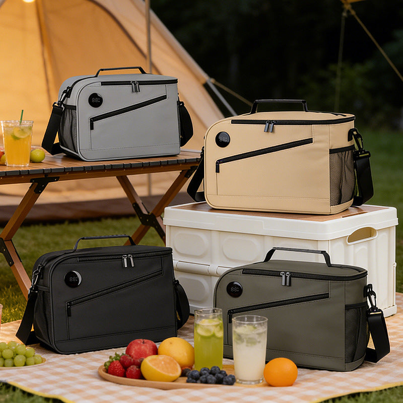 Insulated Lunch Cooler with Digital Temperature Display & Multiple Compartments