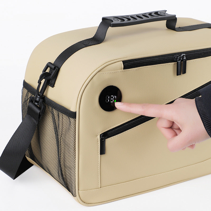 Insulated Lunch Cooler with Digital Temperature Display & Multiple Compartments