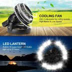 Portable Camping Fan with LED Light | Battery Powered Outdoor Fan