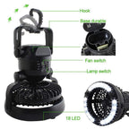 Portable Camping Fan with LED Light | Battery Powered Outdoor Fan