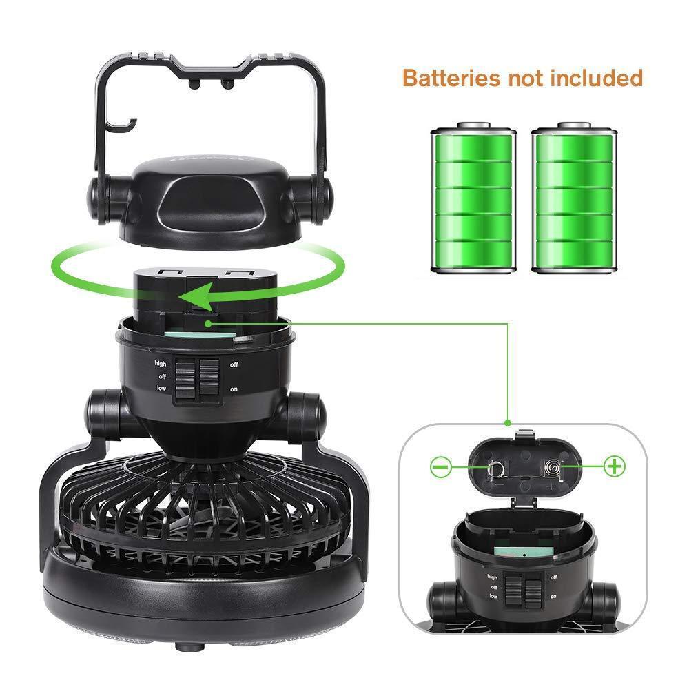 Portable Camping Fan with LED Light | Battery Powered Outdoor Fan