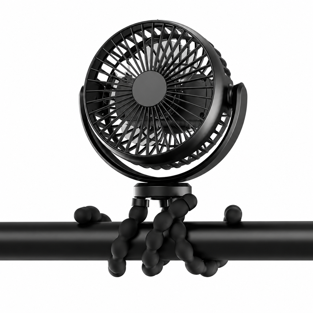 Portable Clip-On Fan with Flexible Tripod Legs for Home Travel Office