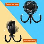 Portable Clip-On Fan with Flexible Tripod Legs for Home Travel Office