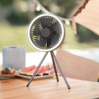 Portable Rechargeable Fan with LED Light & 10000mAh Power Bank for Travel & Outdoor Use