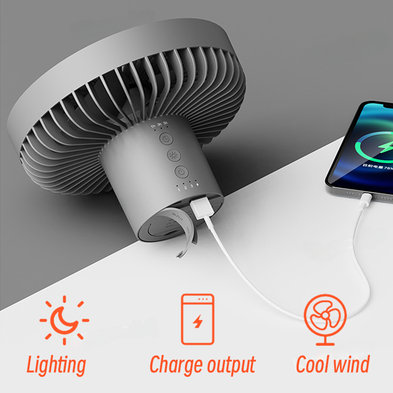 Portable Rechargeable Fan with LED Light & 10000mAh Power Bank for Travel & Outdoor Use