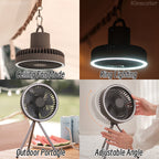 Portable Rechargeable Fan with LED Light & 10000mAh Power Bank for Travel & Outdoor Use