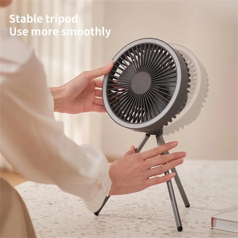 Portable Rechargeable Fan with LED Light & 10000mAh Power Bank for Travel & Outdoor Use