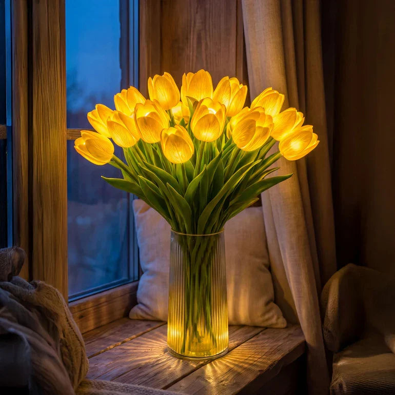 LED Tulip Light Bouquet with 15 Flowers, Romantic Home Decor Lamp