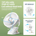 Rechargeable Portable Clip Fan with LED Light and 3 Speeds