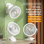 Rechargeable Portable Clip Fan with LED Light and 3 Speeds